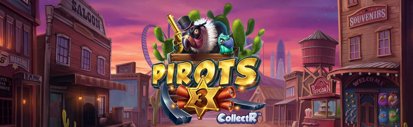 Pirots 3 kampagnebanner med Vilde Vesten-tema