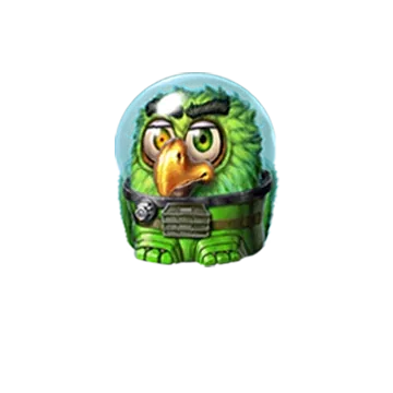 Pirots 4 grøn fuglekarakter i Lost in Space