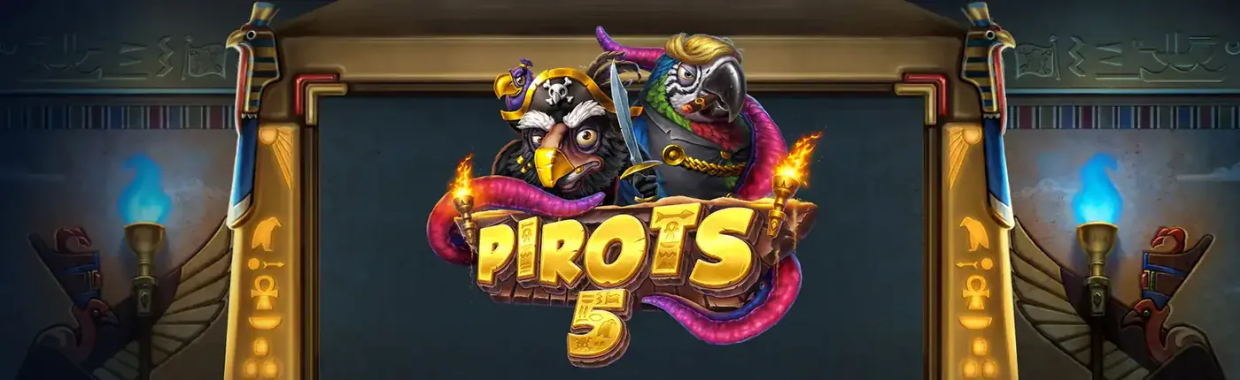 Pirots 5 Cursed Temple kampagnebanner med egyptisk tema