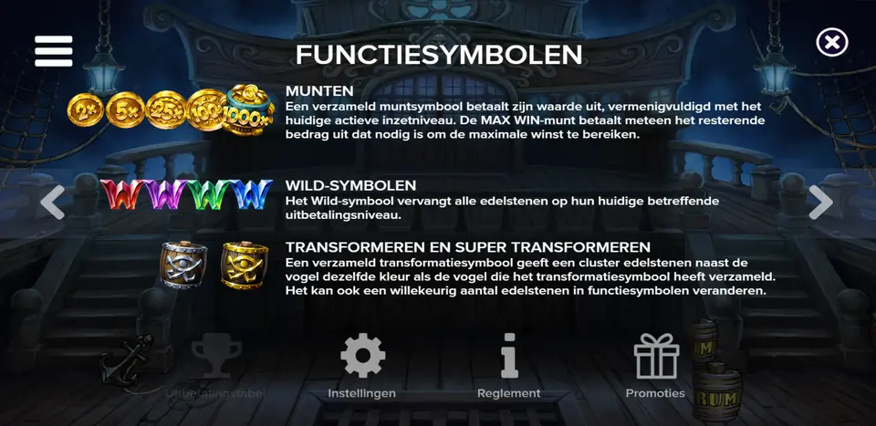 Pirots 5 The Kraken reklameskærm med Den Gyldne Kompas-kanon, Super Bonus og maksgevinst