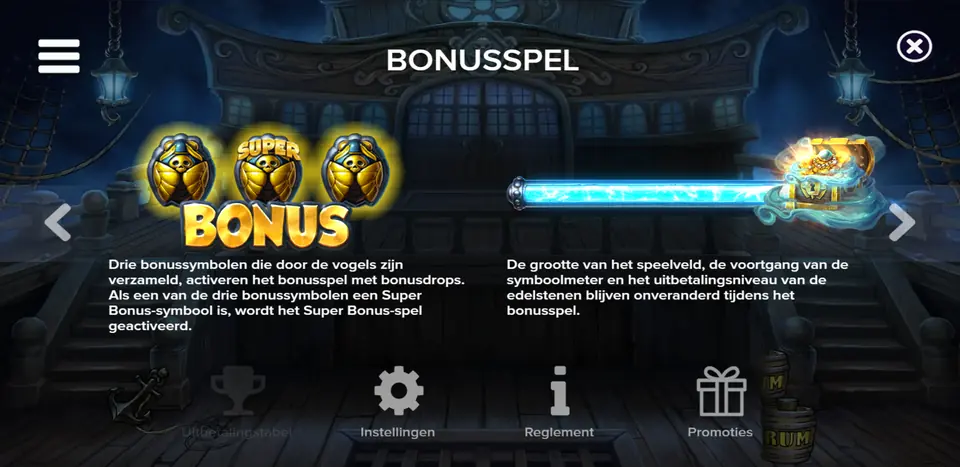 Kraken-møntspillet i Pirots 5 med spilledåse, tentakler og tre drops